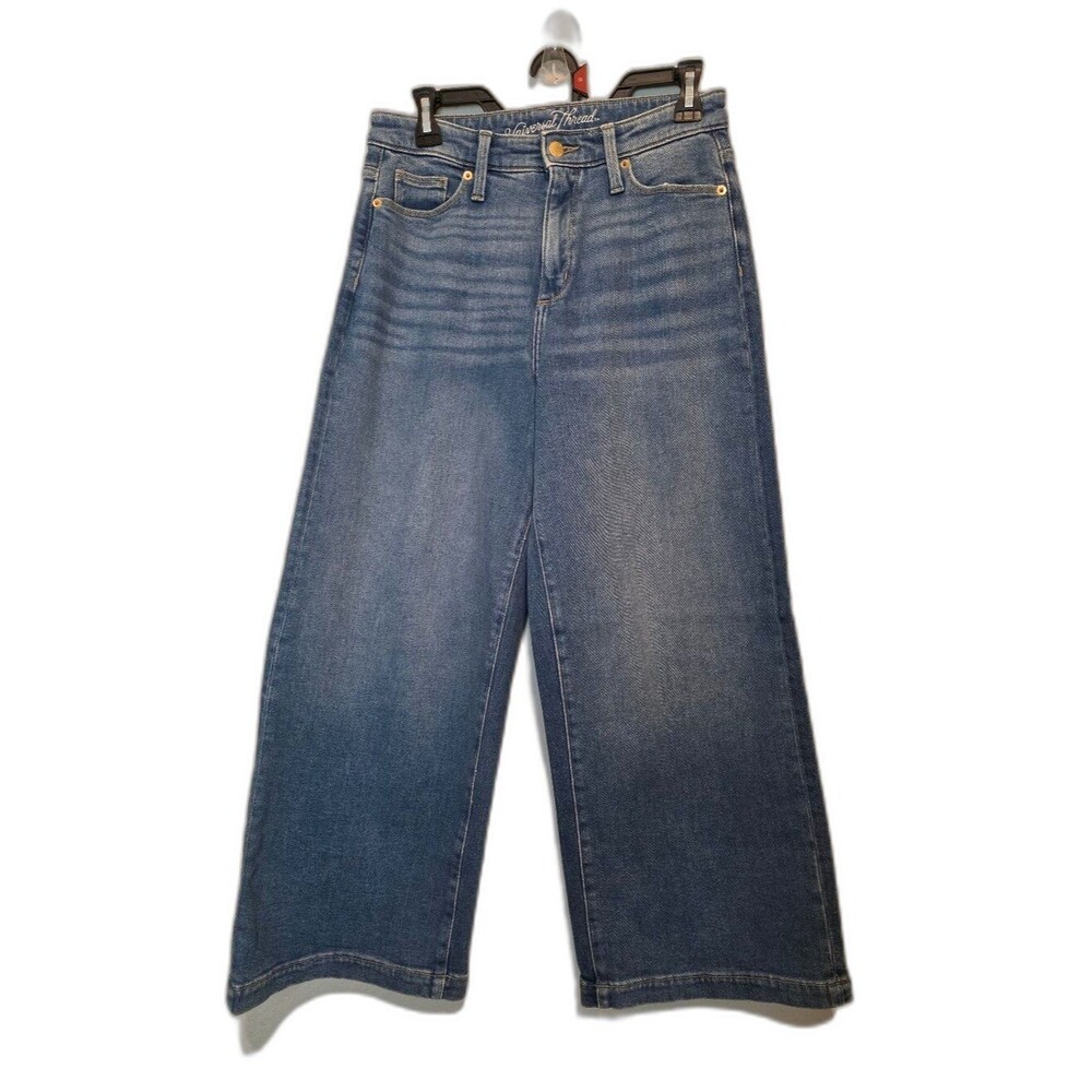 Universal Thread Highest Rise Wide Leg Crop Jeans Blue Denim Stretch 6/28R
